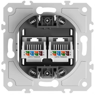 RJ45+RJ45 (double) cat.6/Class E-8/8 socket mechanism (without cover)