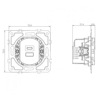 USB A and C socket mechanism (without cover)