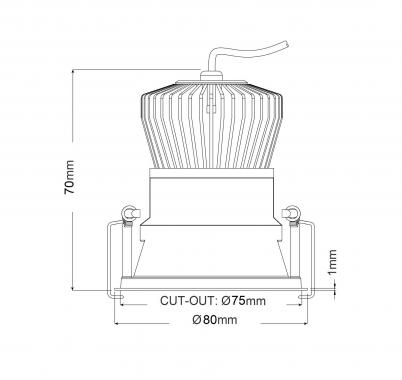 Fixed downlight CALIPSO DT75.C04 black