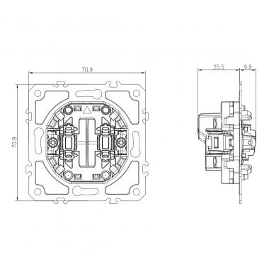 2 gang 1 way switch mechanism (without cover)