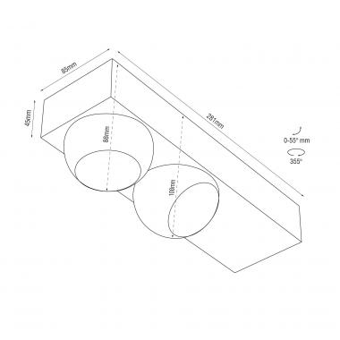 Surface fixture Space Drop S scatola duo black/silver