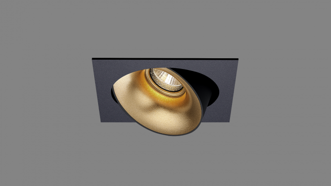 Recessed adjustable spot Nautilus Square S black/gold