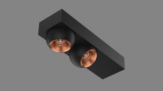 Surface fixture Space Drop S scatola duo black/copper