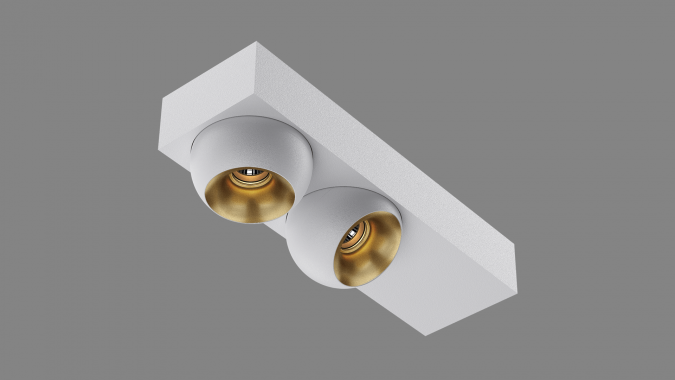 Surface fixture Space Drop S scatola duo white/gold