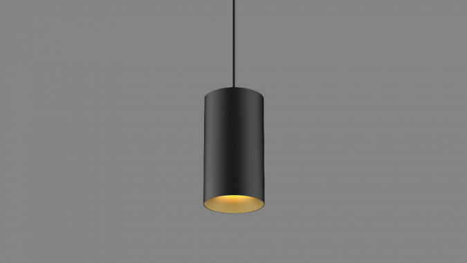 Pendant luminaire Tube S black/gold