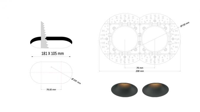 Recessed fixed spot KRAKEN M60.1/TL60.1 gold